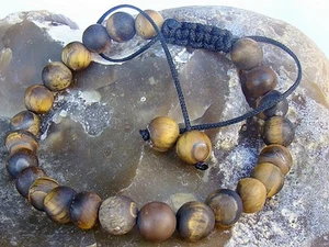 Edelstein Herren Shamballa Armband alle 8 mm Natur Matt Tigerauge Perlen - Bild 1 von 6