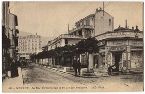 MENTON FRANCE LA RUE PARTOURNEAUX ET L'ALLEE DES ORANGERS POSTAL CP 102920 O - Imagen 1 de 2