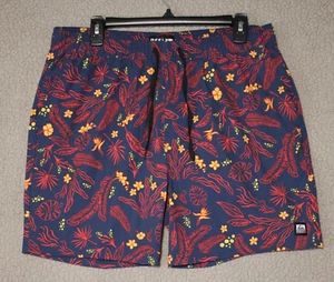 REEF Swimwear Mens Large Blue Hawaiian Floral Swim Trunks - Picture 1 of 15