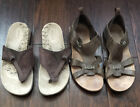 LOT OF 2! Merrell Sandals Sz9 Flaxen Espresso Senise Brown Flats Slip On Sandals