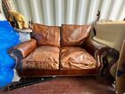 2 Seater Vintage Brown Leather Sofa Used Good Condition