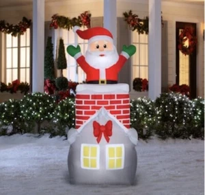 NUEVO EN CAJA 7 PIES DE ALTO LED ANIMADO SANTA CLAUS LEVANTÁNDOSE EN CHIMENEA Navidad INFLABLE - Imagen 1 de 4