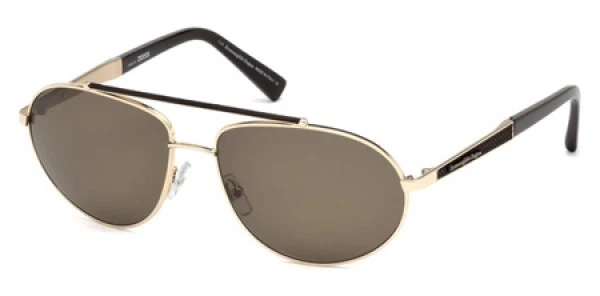 NUEVO CON ETIQUETAS Gafas de sol Zegna EZ 0037 28M polarizadas brillantes oro rosa/marrón 61 mm sin estuche Foto 1 de 1