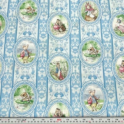 Beatrix Potter 2007 for Quilting Treasures Blue Cotton Fabric by the HALF YARD - Image 1 of 2