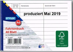 2 Stück Fahrtenbücher A6 40 Blatt Wegsteckennachweis AE/BG 5/2019 produziert - Bild 1 von 1