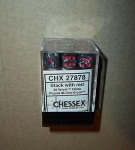 Chessex CHX 27878 36 Black With Red Velvet 12mm d6 Dice Block warhammer d&d - Picture 1 of 2