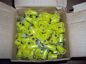 3M MN4-12R/SK Ring Terminal, Yellow Nylon, Brazed Seam, 4 AWG, 600 V MAX, 175 PK - Picture 1 of 1