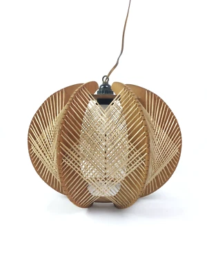 斯堪的纳维亚风格木质和拉菲亚中世纪插件吊坠灯 — 第 1/4 张图片