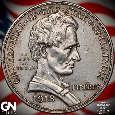 Medio dólar conmemorativo Illinois Lincoln 1918 A5228 Foto 1 de 2