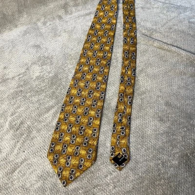 Corbata de seda tejida condesa Mara amarillo azul cuadrados hecha en EE. UU. 57" Foto 1 de 4