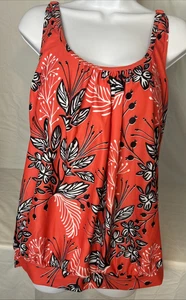 Yonique Floral Tankini Orange Top XL New with Tags - Picture 1 of 10