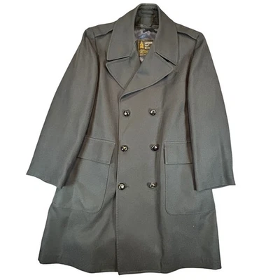 Abrigo London Fog Doble Pecho Trench Over Lana Forrado a Cuadros Para Hombres 40 Corto Negro Foto 1 de 4