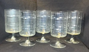 (5) Vintage West Virginia Glass Specialty Bamboo Optic Footed Drinking Glasses - Picture 1 of 5