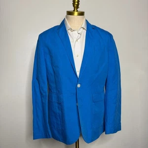 Express Menswear Blue Linen Cotton Blend Sport Coat Blazer Jacket Large - Picture 1 of 4