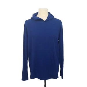 Hugo Boss Hooded T Shirt Mens Large Blue Minimalist Logo Preppy Skater - Picture 1 of 11