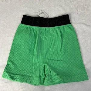 FREE PEOPLE Movement Seamless Shorts M/L Fresh Cut Green Black Band B1 - Picture 1 of 3