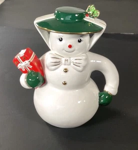 Vintage Christopher Radko Shiny Brite Mrs Snowcheer  Ceramic Teapot  7 1/4"  - Picture 1 of 12