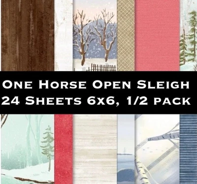 Stampin Up ONE HORSE OPEN SLEIGH Designer Series Paper 24 Sheets DSP Half Pack - Image 1 of 4