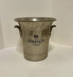 Krug Champagne Pewter Ice Bucket Vintage Style Barware Patina Small Base Dent - Picture 1 of 7