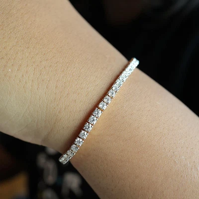 5.00ct D/VVS Lab Grown Round Diamond Tennis Bracelet, 9k Yellow Gold - Image 1 of 4