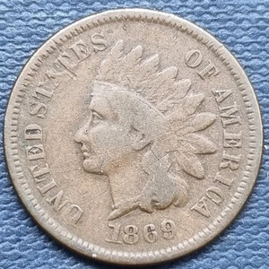1869/9 Indian Head Cent 1c Penny 1869 over 9 Better Grade #92691 - Picture 1 of 2