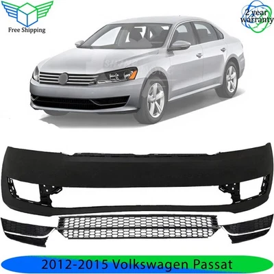 Front Bumper Cover Fascia & Lower Grille Kit For 2012-2015 Volkswagen Passat - Imagem 1 de 4