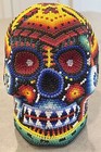 Gorgeous Handmade Huichol Beaded Art Skull Figurine READ DETAILS Day Of The Dead
