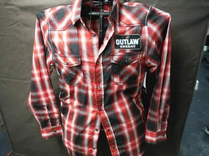 NUEVO CON ETIQUETAS Burnside PEQUEÑA Camisa a Cuadros para Hombres OUTLAW ENERGY Abotonada ELECCIÓN ROJA/NEGRA - Imagen 1 de 12