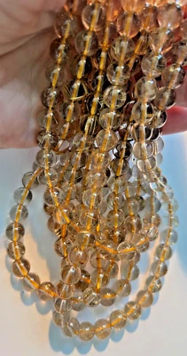 GOLDEN RUTILATED QUARTZ SMOOTH ROUND BEADS 10 MM 15.5" STRAND  BELOW WHOLESALE! - Image 1 of 4