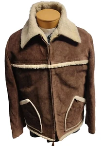 Vintage California Sportswear Suede Size 44 heavy Coat Jacket Brown casual work - Picture 1 of 22