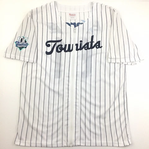 Asheville Tourists Mens Jersey 1961 Promo 100th Logo Zip Front MiLB Baseball L Cover