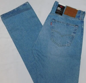 LEVIS 501 Premium Original Fit Jeans Straight Leg $98 Glassy Waves Lt Wash Blue - Picture 1 of 8