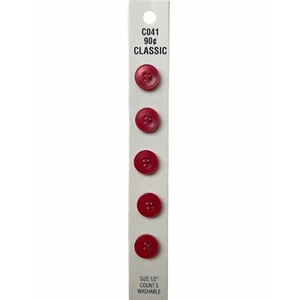 Buttons Red Round 4-Hole 5-Pack 1/2" Vintage Blumenthal Lansing C041 USA - Picture 1 of 7