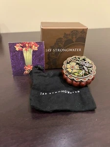 NEW Jay Strongwater Bee & Flower Trinket Box Round Swarovski Crystals - Picture 1 of 8