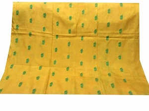 OMSAIHOME VINTAGE MULTIPURPOSE PURE SILK YELLOW THREAD WOVEN FABRIC PIECE,M-153 - Picture 1 of 8