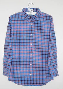 NWOT Vineyard Vines Boy's Blue and Red Plaid LS Flannel Whale Button Shirt sz M - Picture 1 of 10