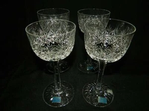 NWT 4 Thomas Webb Wellington Cut Crystal Wine Hock Glasses England 6 3/4” - Picture 1 of 5