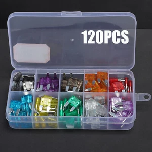 Assortimento 120 pz mini fusibili auto kit assortito set lame auto camion auto US - Foto 1 di 10