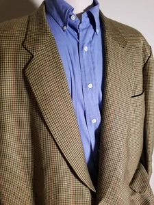 52R 52S BESPOKE Full-Canvas Green Orange Purple Check Jacket Blazer Sport Coat - Picture 1 of 6