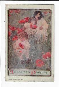 Postal para niños Among the Poppies firmada por Jesse Wilcox Smith 100 p1031 - Imagen 1 de 2