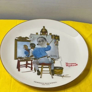 Gorham Norman Rockwell Gedenkplatte dreifach Selbstporträt COA - Bild 1 von 8