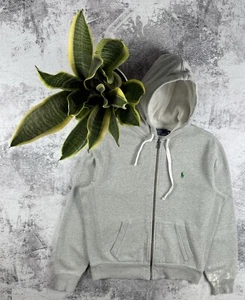 Polo Ralph Lauren Vintage 90S Grey Men M Size Y2K Basic Zip Hoodie Pullover - Picture 1 of 17