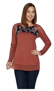 NEW LOGO LAVISH LORI GOLDSTEIN $94 Knit Top Redwood Size Small Y-A279461 - Picture 1 of 3