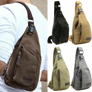 Herren Canvas Sling Schulter Brusttasche Crossbody Kuriertasche Outdoor Rucksäcke Reise - Bild 1 von 17