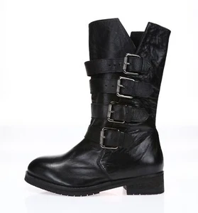 KURT GEIGER Womens Black Leather Mid Calf Boots Sz 37 M 203879 - Picture 1 of 6