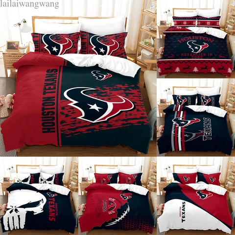 Houston Texans 3 Piece Bedding Set Duvet Comforter CoverCover Pillowcases Gift Cover