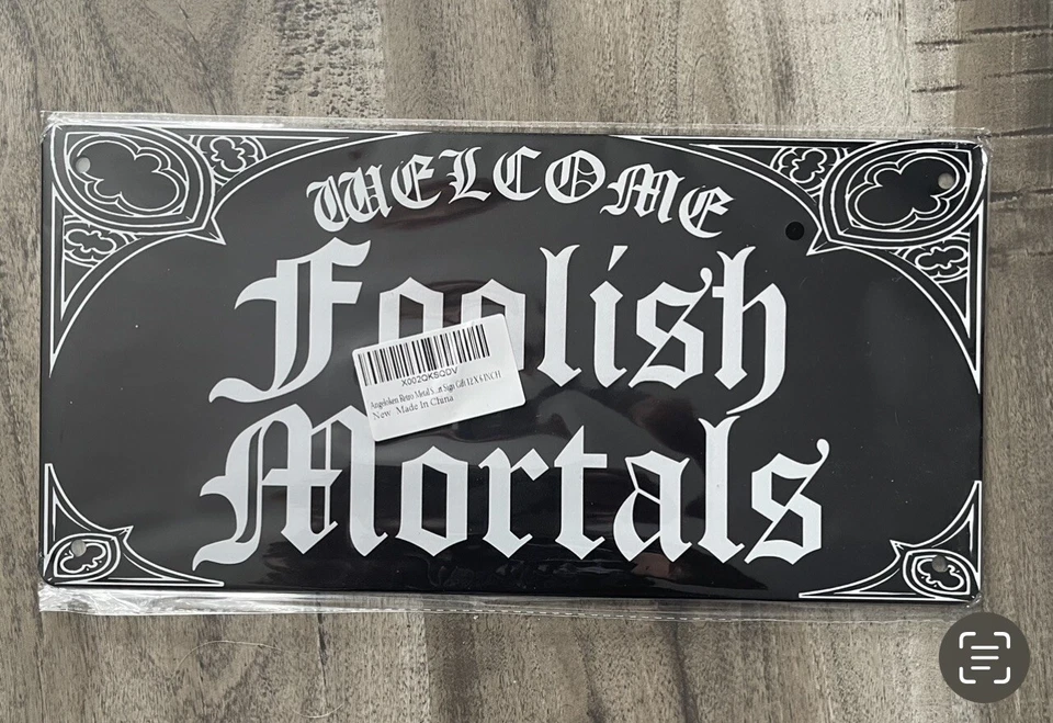 Letrero de metal estilo retro 12x6 arte de pared Welcome Foolish Mortals Foto 1 de 1