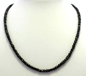Cadena de espinela piedra preciosa plata 925 negro cuadrado facetado collar noble 45 cm - Imagen 1 de 1