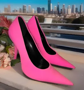$976 Balenciaga Women's Pink Knife Stretch Stiletto Pump Heels Shoes Sz 37 US 7 - Picture 1 of 21