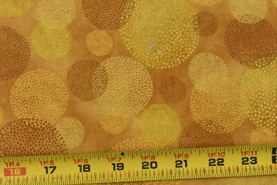 28" Long, Gold Circles on Gold Quilt Cotton, Benartex/Halvorsen/Tidings, M8271 - Image 1 of 4